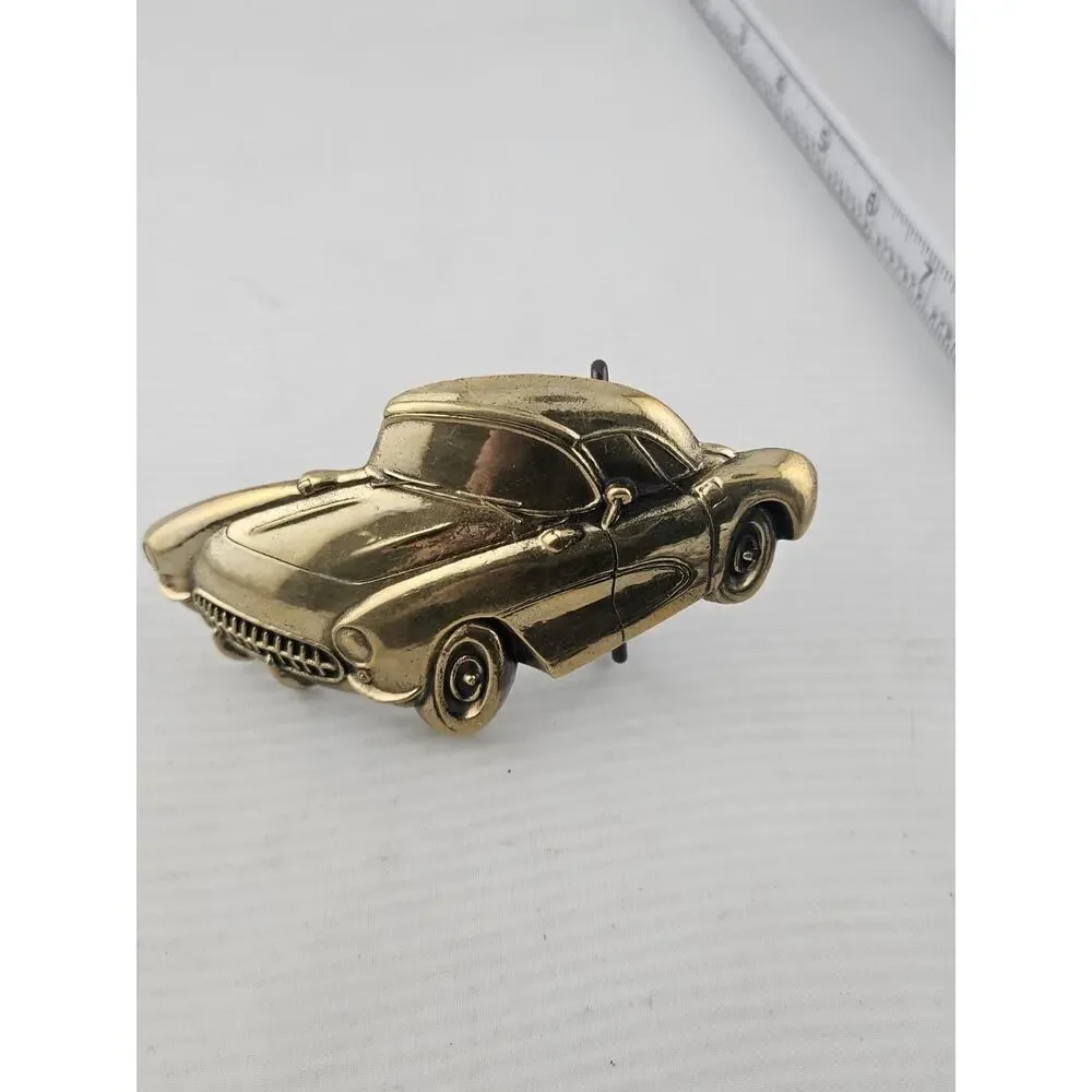 Vintage 56 Corvette Coupe Solid Brass 3D Baron Buckle Made 1979 #6127